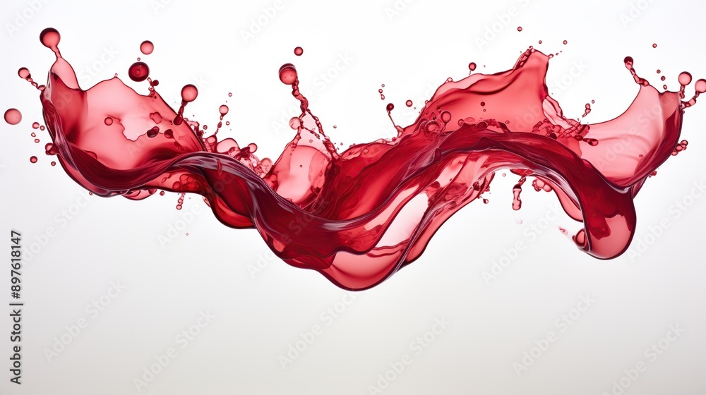Crimson Liquid Splash Against White Background Crimson Liquid Splash Against White Background
