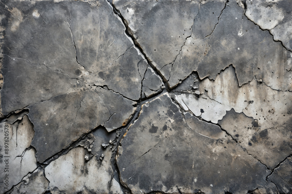 Obraz premium Cracked weathered concrete texture with rugged surface and aged surface