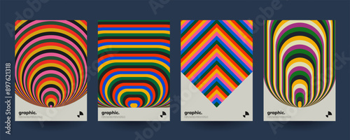 Retro geometric covers design. Eps10 vector.