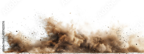 sandstorm sand dust cloud flying small particles isolated in transparent background, PNG