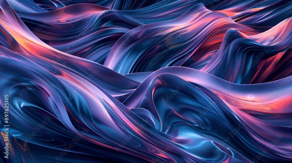 Blue and purple fabric waves creating abstract background, perfect for backgrounds and creative projects Blue and purple fabric waves creating abstract background, perfect for backgrounds and creative projects