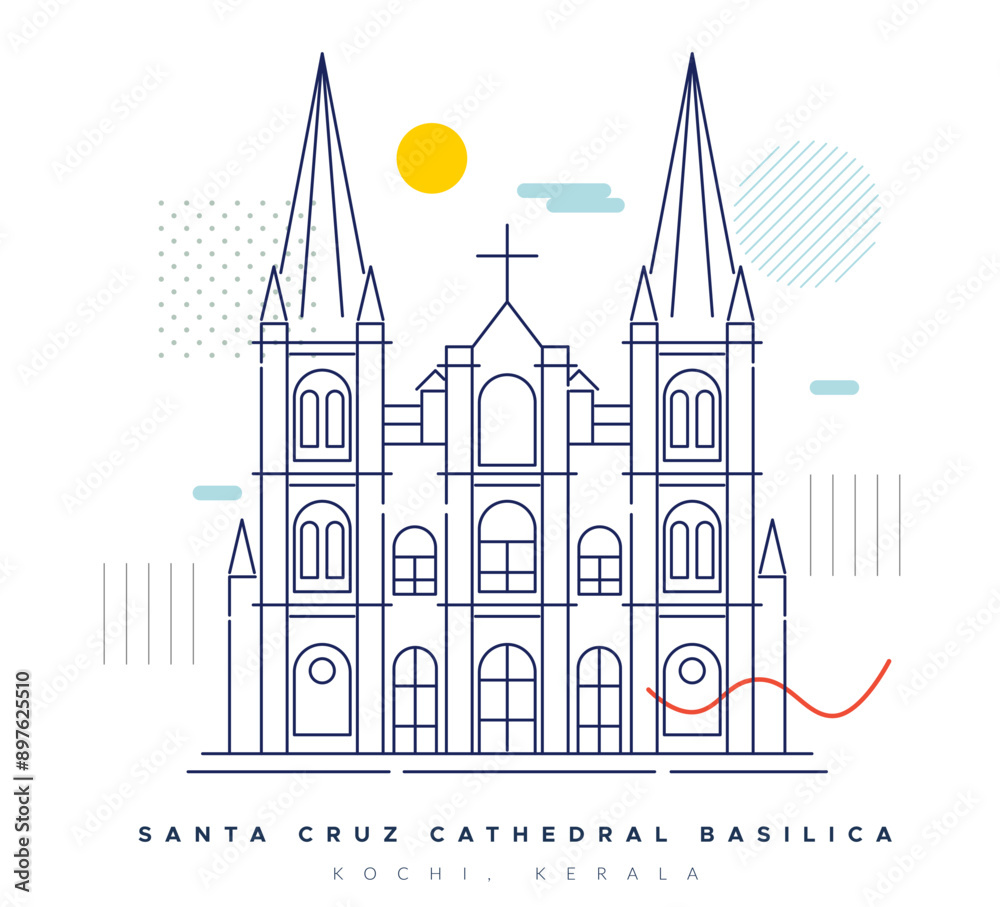 Santa Cruz Cathedral Basilica - Kochi Kerala - Stock Illustration Santa Cruz Cathedral Basilica - Kochi Kerala - Stock Illustration