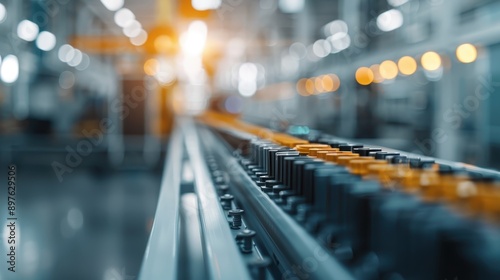 Wallpaper Mural An image capturing an automated assembly line in a modern factory with bright lights highlighting the precision and efficiency involved in contemporary manufacturing processes. Torontodigital.ca