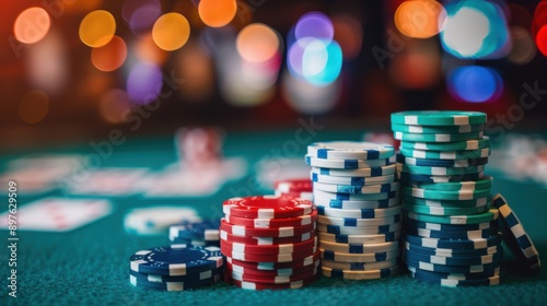 casino card games with casino chips background