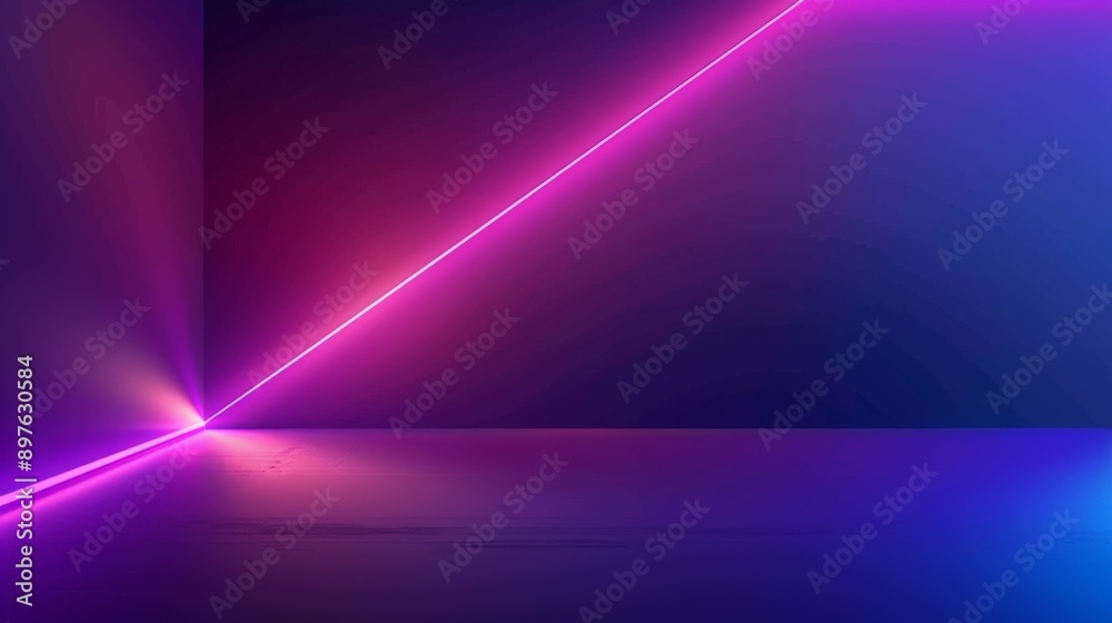 Modern and futuristic atmosphere created by a vibrant diagonal pink neon light in an empty room Modern and futuristic atmosphere created by a vibrant diagonal pink neon light in an empty room