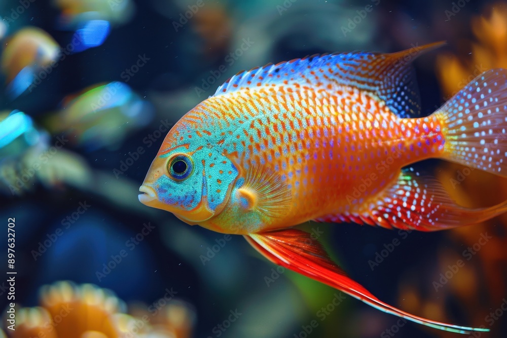 Vibrant aquatic pets glide gracefully in the tank nearby, showcasing their beauty, fish, near Vibrant aquatic pets glide gracefully in the tank nearby, showcasing their beauty, fish, near