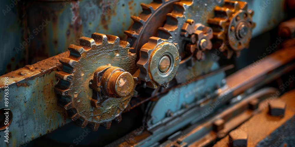 Rusty gears in an old industrial machine. Rusty gears in an old industrial machine.