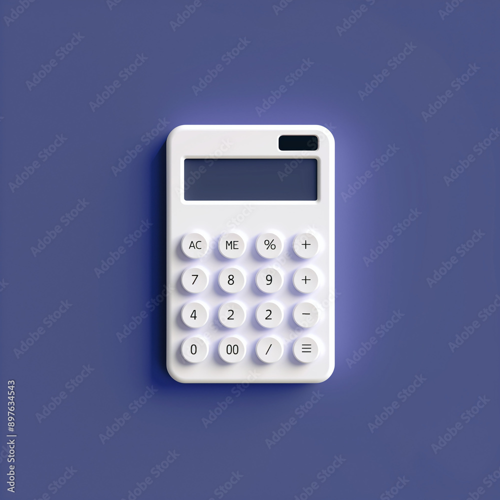 Minimalist 2D Calculator Icon on a Deep Indigo Background Minimalist 2D Calculator Icon on a Deep Indigo Background