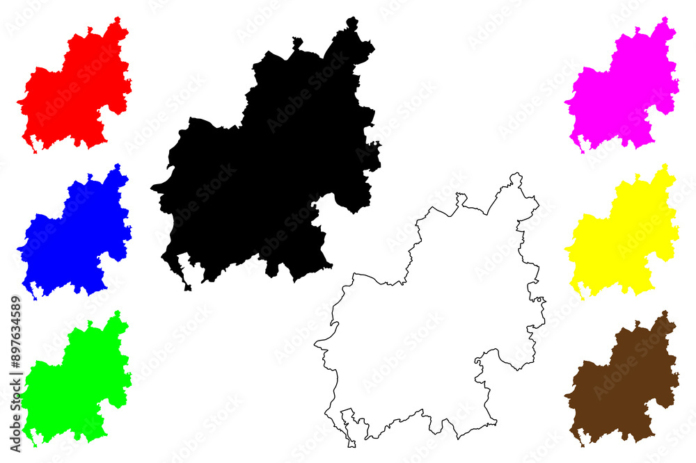 Euskirchen district (Federal Republic of Germany, State of North Rhine-Westphalia, NRW, Cologne region) map vector illustration, scribble sketch Euskirchen map