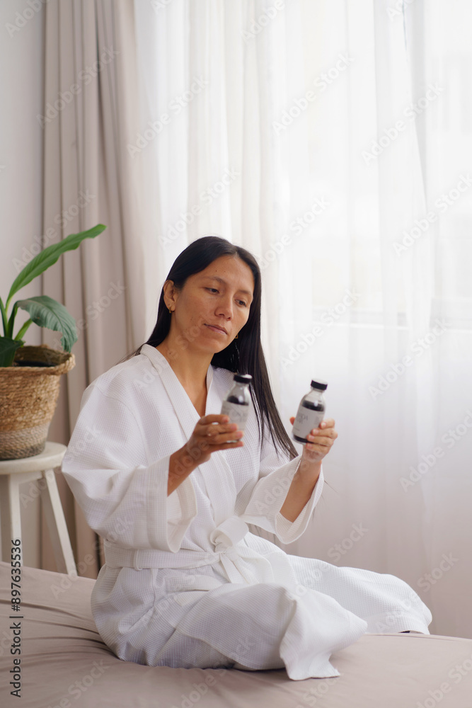 Peruvian Young Woman with Natural Skin Care Products Peruvian Young Woman with Natural Skin Care Products