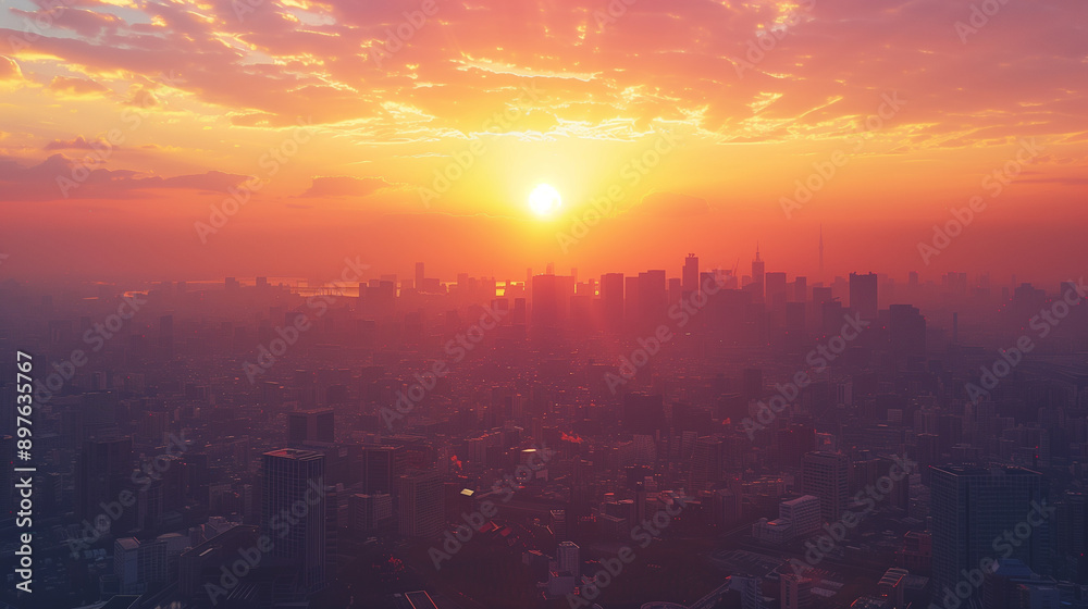 Fototapeta premium 美しい夕暮れの都市