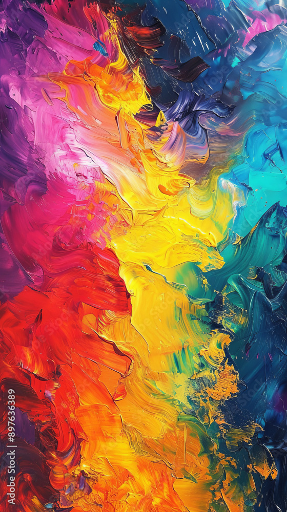 Abstract oil painting with colorful brush strokes Abstract oil painting with colorful brush strokes