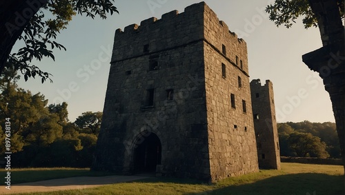 Archer tower standing vigilant over the fortress entrance photo