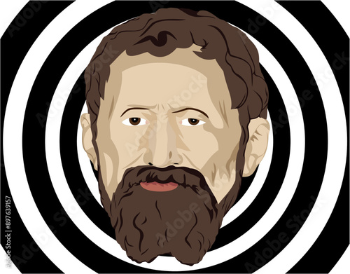 Michelangelo - The Renaissance genius, Italian painter, sculptor, poet, anatomist and architect.eps