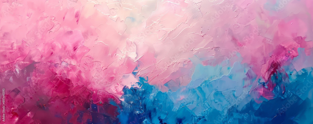 An abstract oil painting featuring a blend of glowing pink and blue textures. The vibrant colors create a dynamic and captivating visual experience, highlighting the unique texture of the oil paint. An abstract oil painting featuring a blend of glowing pink and blue textures. The vibrant colors create a dynamic and captivating visual experience, highlighting the unique texture of the oil paint.