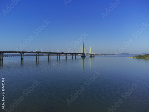 Wallpaper Mural Anita Garibaldi Bridge in Laguna Santa Catarina Brazil. Bridge over the Imarui lagoon, highway 101. Torontodigital.ca