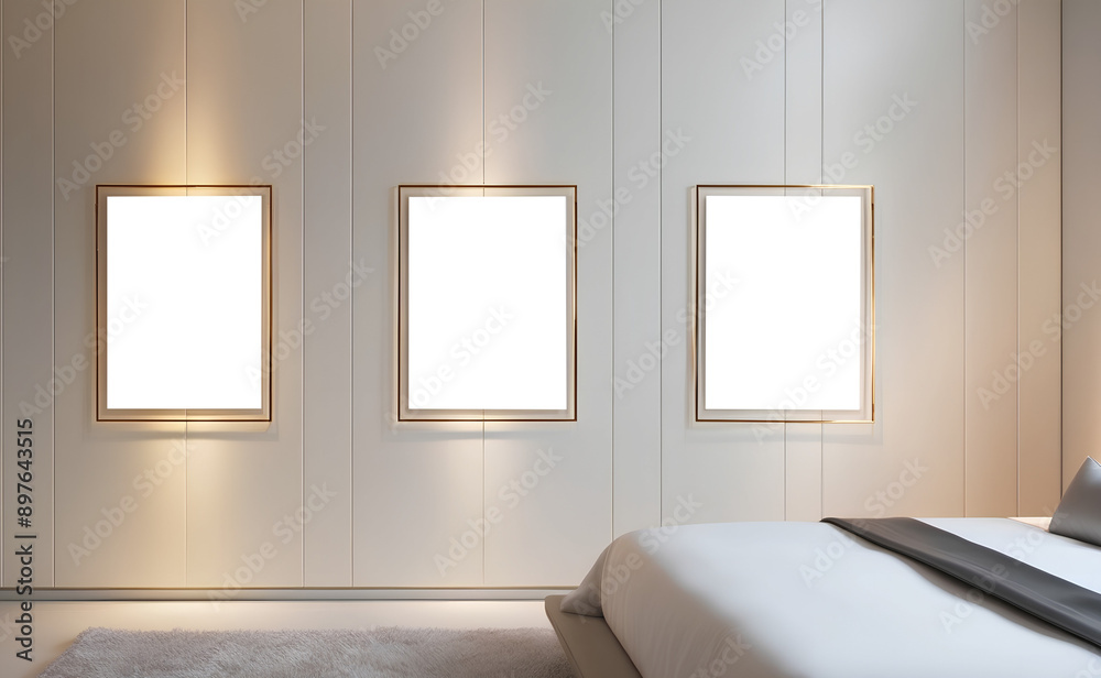 wall frames in the interior of a bedroom