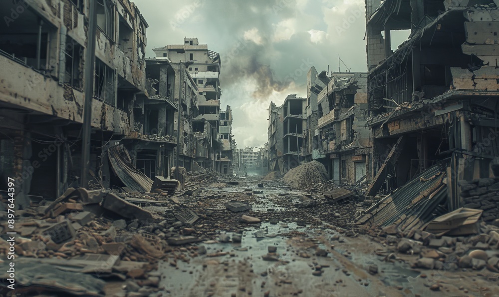 War's devastation leaves an indelible mark on the shattered cityscape, a testament to human conflict War's devastation leaves an indelible mark on the shattered cityscape, a testament to human conflict