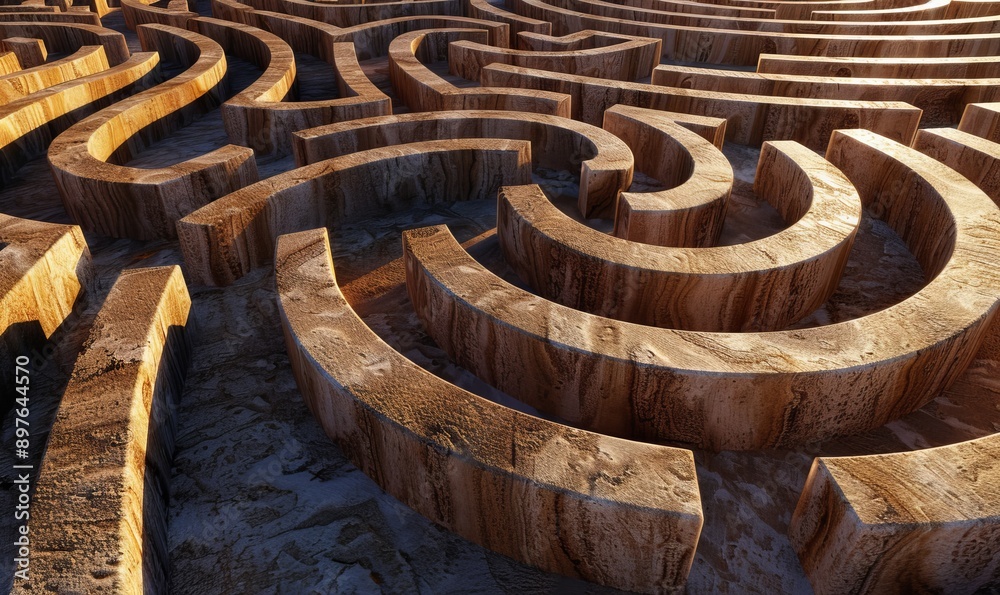 A labyrinthine maze with winding paths and hidden shadows, metaphorically representing the intricate mental journey and challenges of self-discovery A labyrinthine maze with winding paths and hidden shadows, metaphorically representing the intricate mental journey and challenges of self-discovery