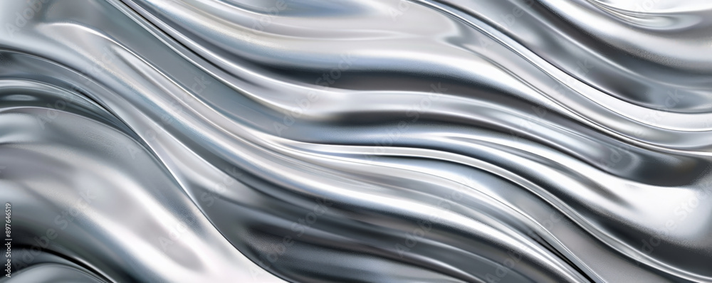 A wavy silver background with smooth, flowing lines that add movement and interest to the design.