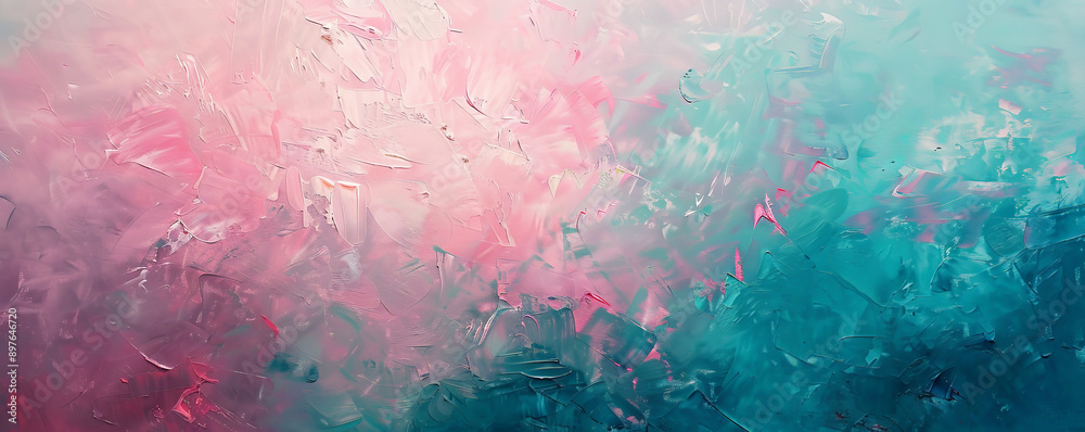 Abstract oil painting technique featuring glowing pink and teal textures. The vibrant colors create a dreamy and ethereal composition, highlighting the intricate texture of the oil paint. Abstract oil painting technique featuring glowing pink and teal textures. The vibrant colors create a dreamy and ethereal composition, highlighting the intricate texture of the oil paint.