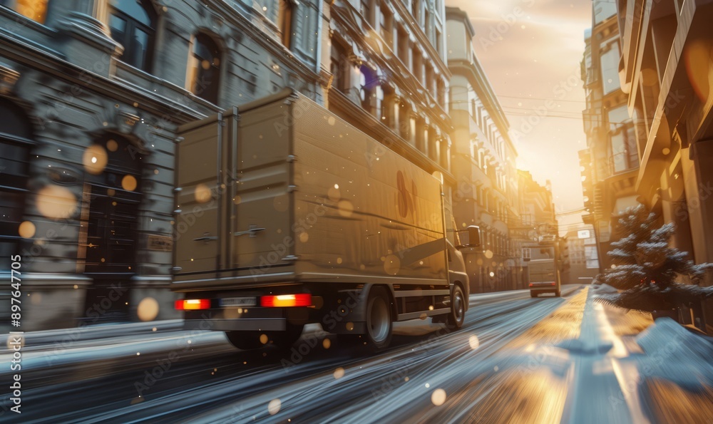 Fototapeta premium Express delivery services ensuring swift shipment of urgent packages, prioritizing speed and reliability for time-sensitive items