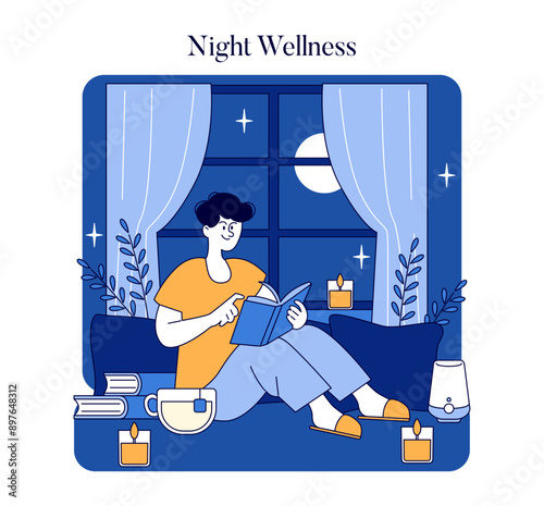 Night Wellness. Flat Vector Illustration