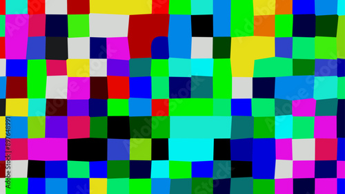 Mosaic with uneven multicolor squares. Vector bright abstract background