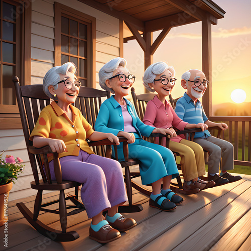 Heartwarming 3D Illustration: Elderly Cartoon Characters Celebrate International Day of Friendship photo