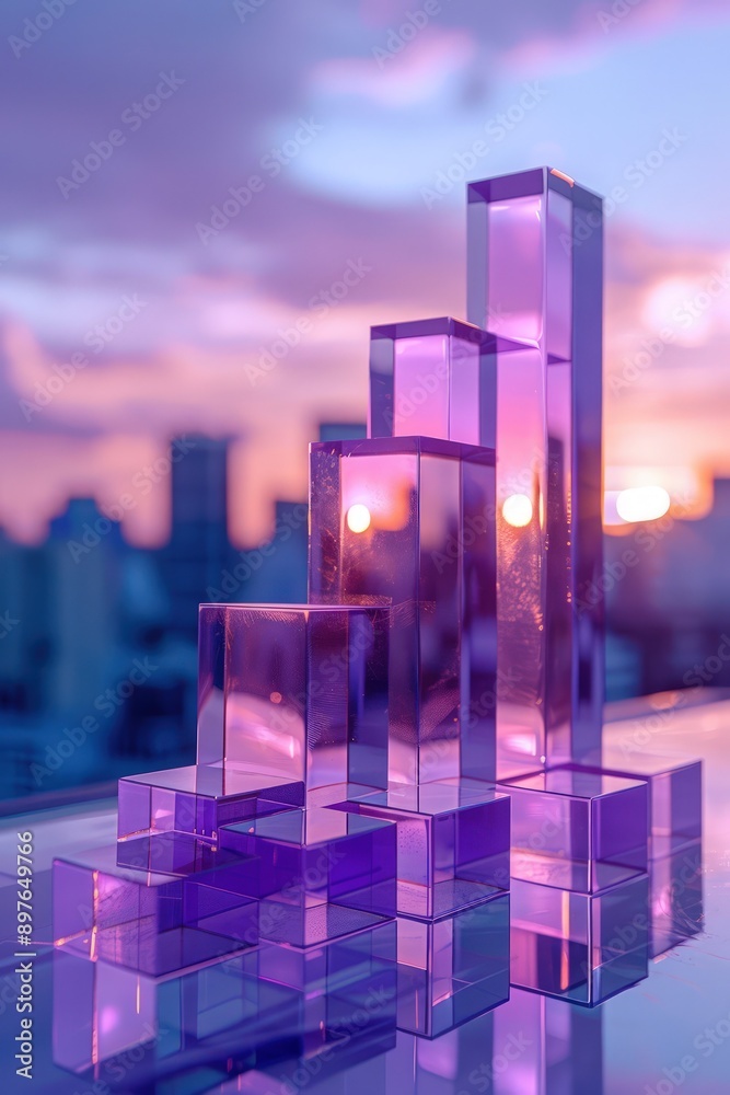 Lavender blocks ascend gracefully, reflecting calm and steady market progress on a twilight background. Lavender blocks ascend gracefully, reflecting calm and steady market progress on a twilight background.