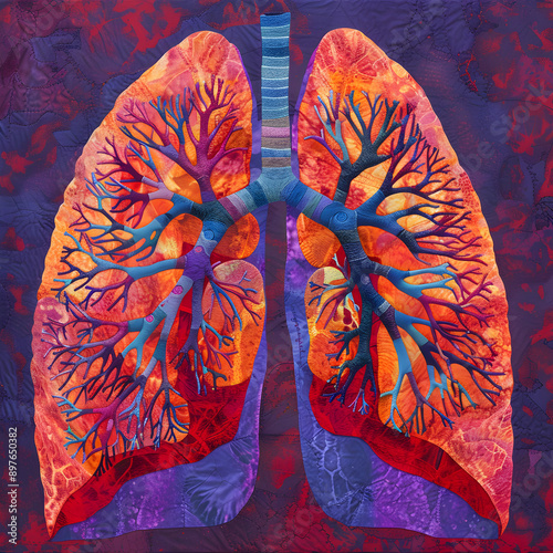 Intricate Representation of Human Lungs Highlighting Respiratory Health and Anatomy