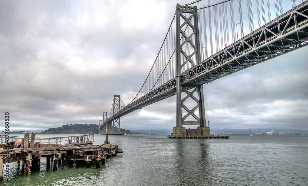 San Francisco Bay Bridge, connecting San Francisco and Oakland, is an iconic feat of engineering and a vital link in the region's transportation network, California, United States of America San Francisco Bay Bridge, connecting San Francisco and Oakland, is an iconic feat of engineering and a vital link in the region's transportation network, California, United States of America