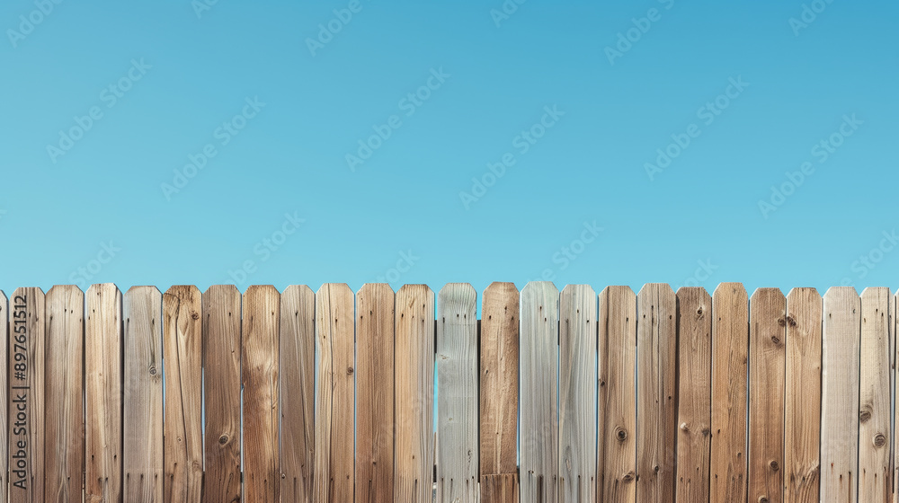 Fototapeta premium Wooden fence against clear blue sky