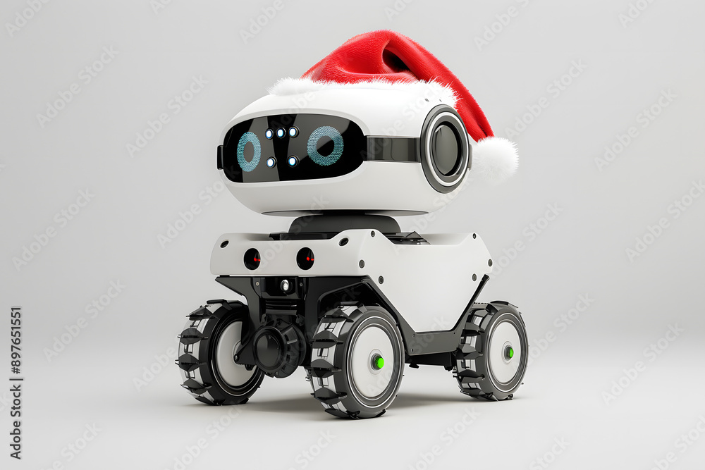 Robot courier delivers goods and gifts on Christmas Day Robot courier delivers goods and gifts on Christmas Day