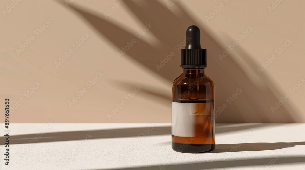 Naklejka premium Natural vitamin c serum, skincare, essential oil products. Bottle of vitamin C serum with fresh juicy orange fruit. Beauty product branding mock-up. 