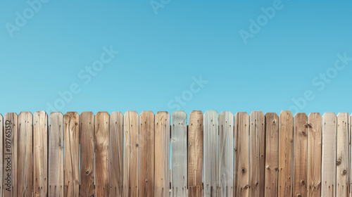 Wooden fence against clear blue sky