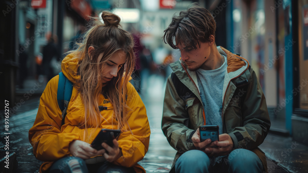 Symbolic image of authentic and imperfect interaction in social media, contrasted against a background of idealized but bland posts.generative ai