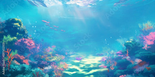 Wallpaper Mural an anime style of under sea colorful coral under clean sea water Torontodigital.ca