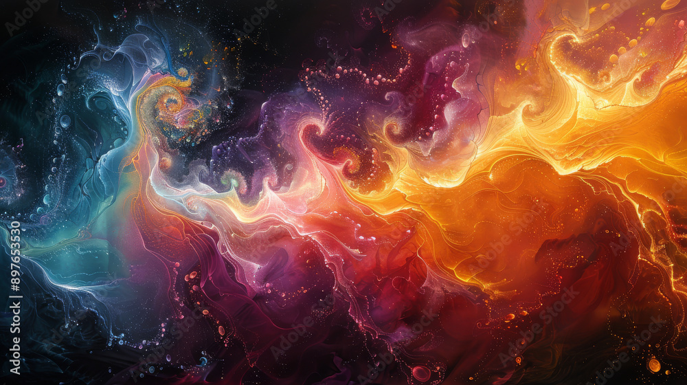 Abstract colorful swirling patterns, digital art Abstract colorful swirling patterns, digital art