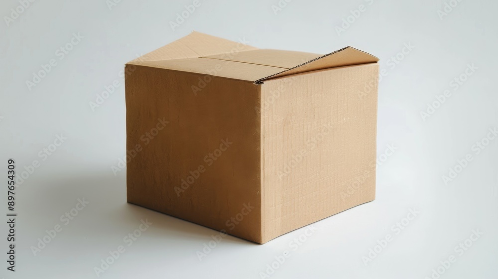 Box made of cardboard on white backdrop Box made of cardboard on white backdrop
