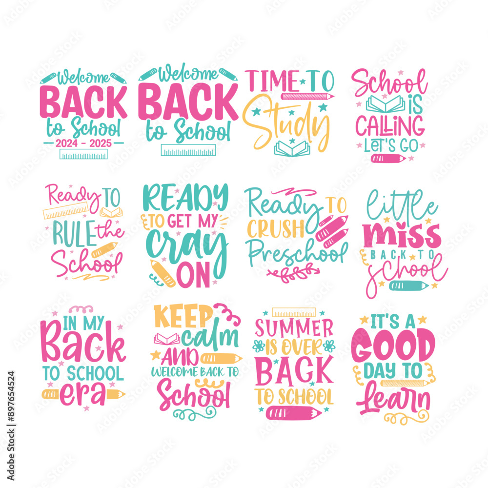 Naklejka premium 12 Back To School Designs