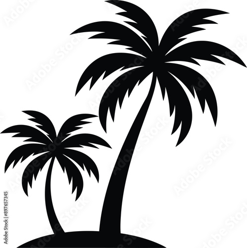 palm or coconut trees vector illustration set on white background