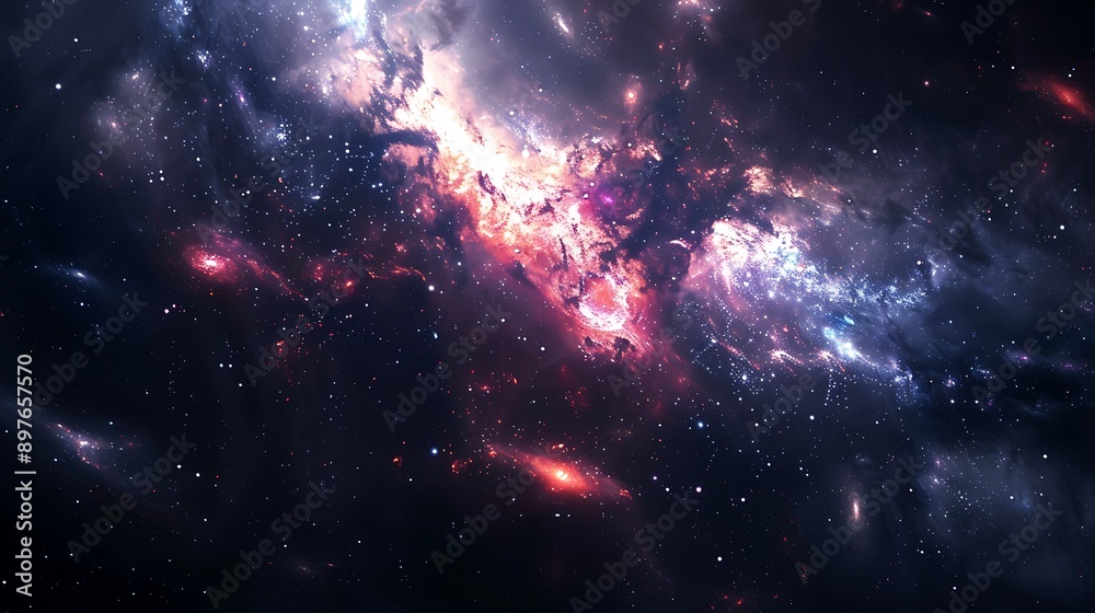 Naklejka premium Cosmic Nebula with Star Clusters