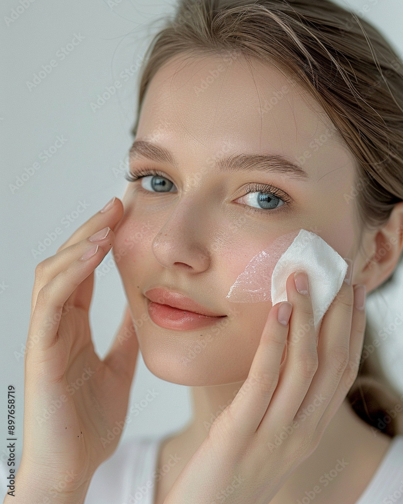 Beautiful Caucasian Woman Applying Cleansing Gel Beautiful Caucasian Woman Applying Cleansing Gel