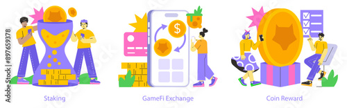 GameFi. Flat Vector Illustration