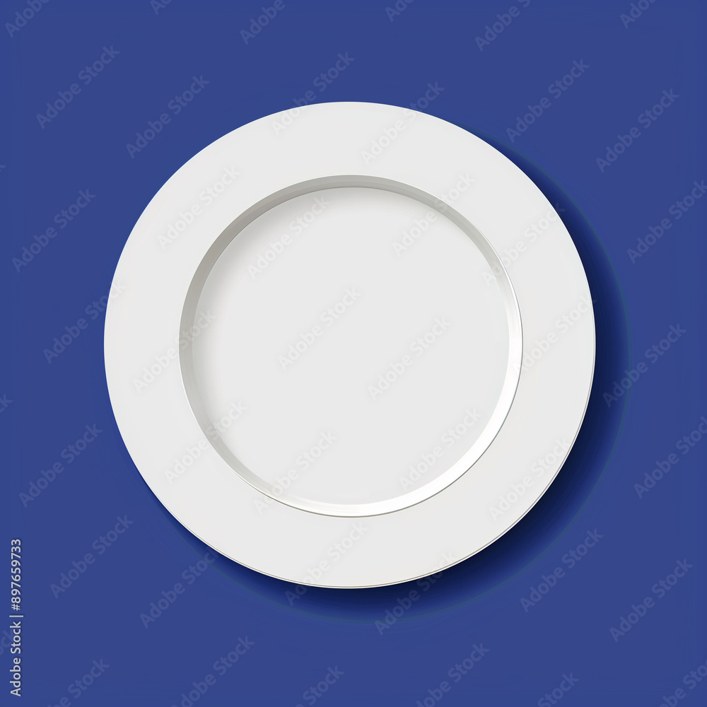 Elegant Plate Icon in 2D on a Luxurious Sapphire Background Elegant Plate Icon in 2D on a Luxurious Sapphire Background