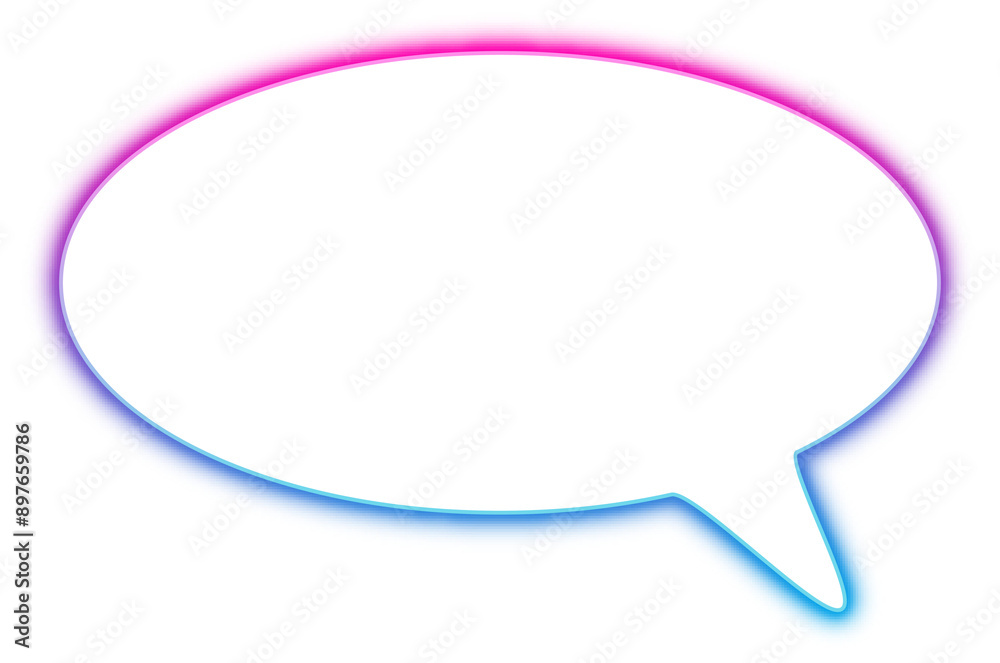 Neon glowing transparent speech chat bubble. Dialog and communication design for messaging and conversations Neon glowing transparent speech chat bubble. Dialog and communication design for messaging and conversations