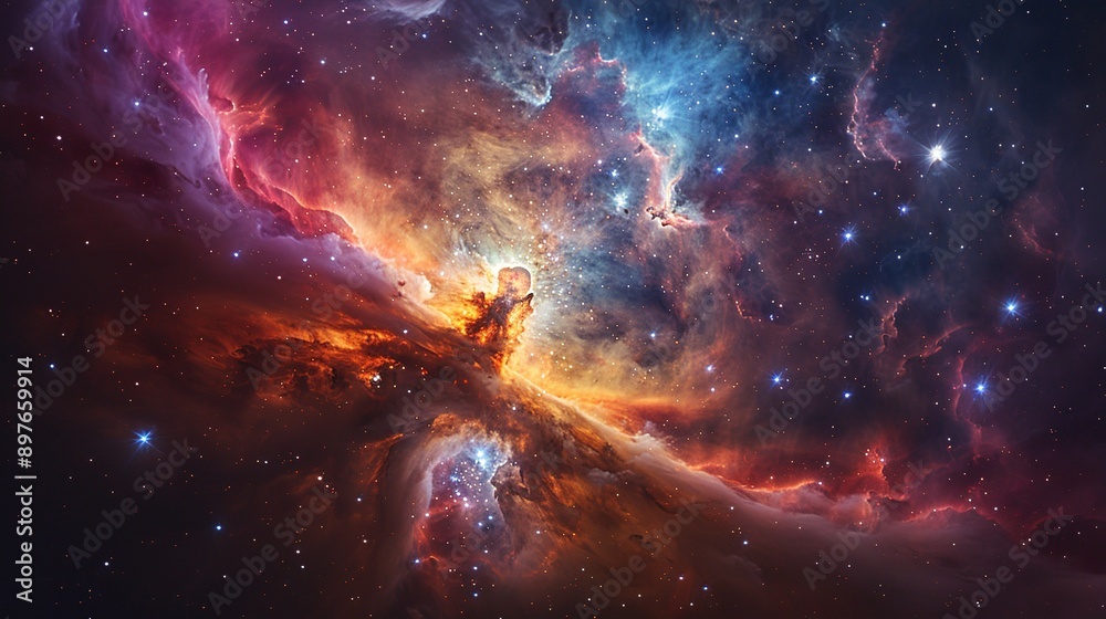 Ethereal depiction of a planetary nebula, with its colorful and intricate gas clouds, representing the beautiful end stages of stellar evolution. Watercolor style, high resolution Illustration, in Ethereal depiction of a planetary nebula, with its colorful and intricate gas clouds, representing the beautiful end stages of stellar evolution. Watercolor style, high resolution Illustration, in