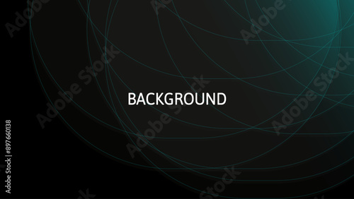 Black abstract background with teal green gradient circles, blended lines