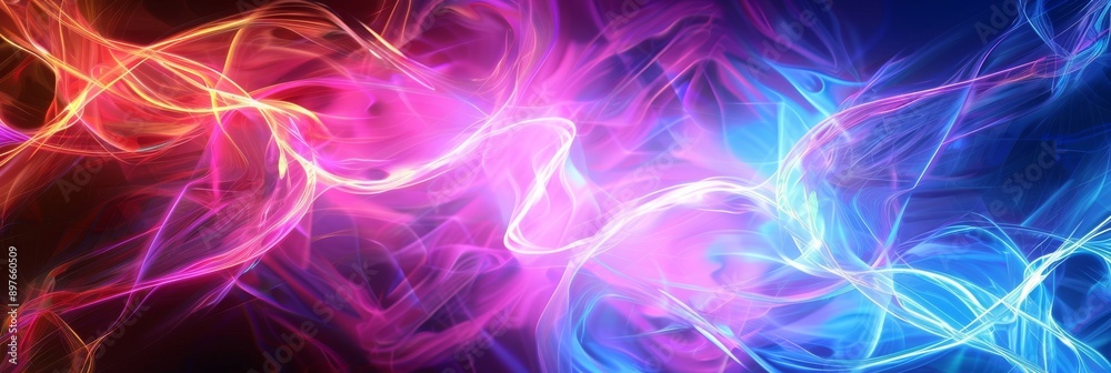 A vibrant display of neon smoke in motion, infused with an abstract twist of bright blue, pink, and red hues A vibrant display of neon smoke in motion, infused with an abstract twist of bright blue, pink, and red hues